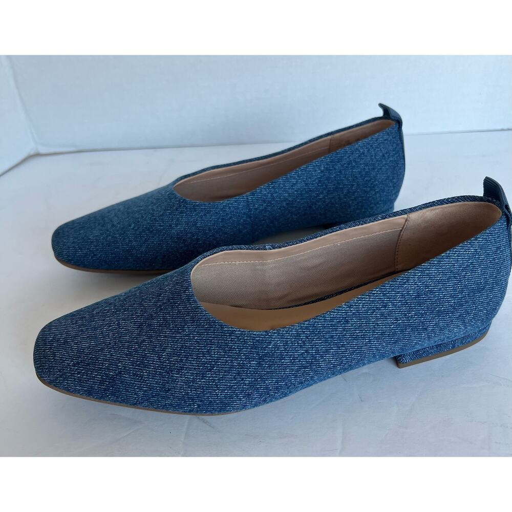 NEW Franco Sarto Vana‎ Blue Denim Round Toe Ballet Flat Slip On Shoes Size 8.5M